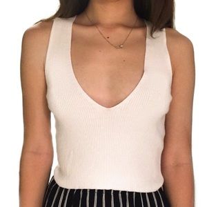 NWOT Brandy Melville white low v tank top